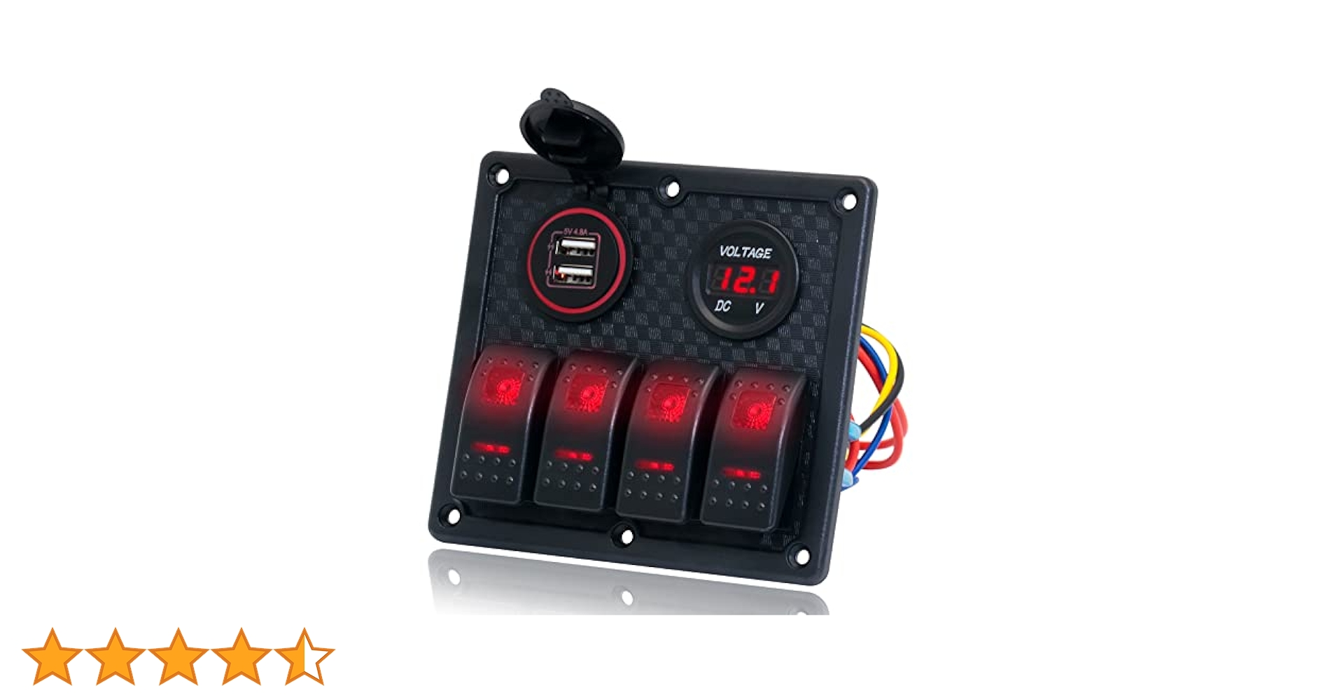 4 Gang Marine Switch Panel, EilxMag Red Boat Rocker Switch